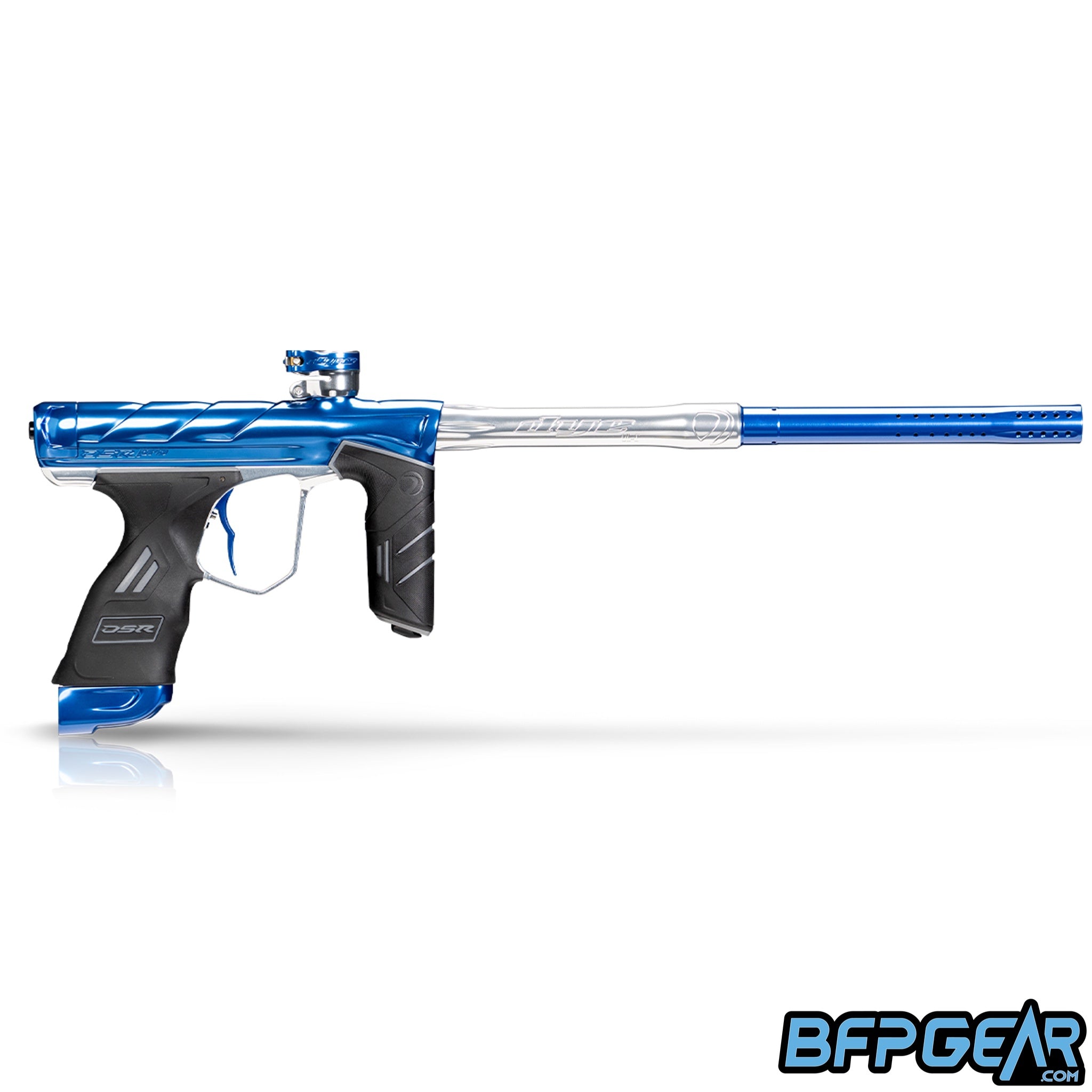 Right side view of the Dye DSR Pro in the AF1 Polish color way. This color way is blue with silver accents.