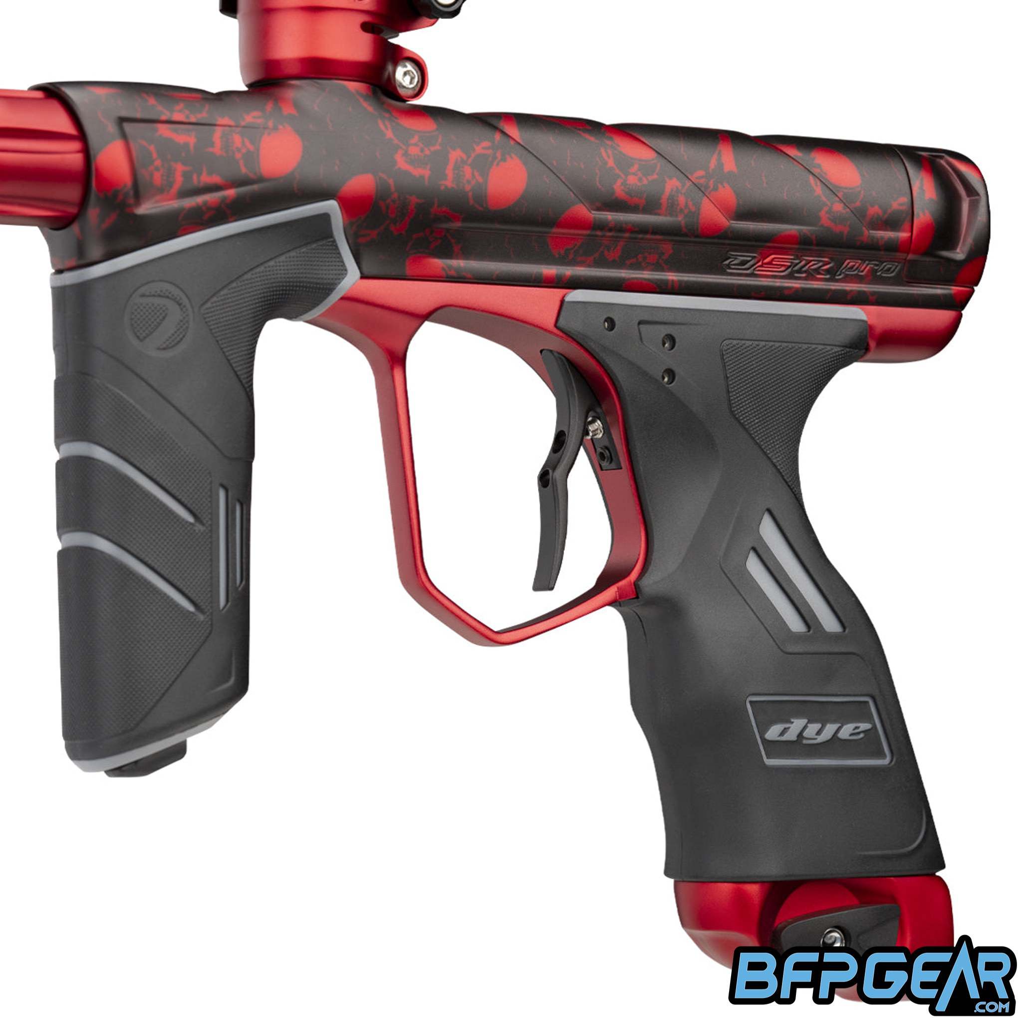An up close photo of the Flying Skulls design on the DSR Pro.