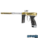 The Dye MXR in the Cyber PGA pattern. Gloss gold and silver with a symmetrical cyberpunk style.