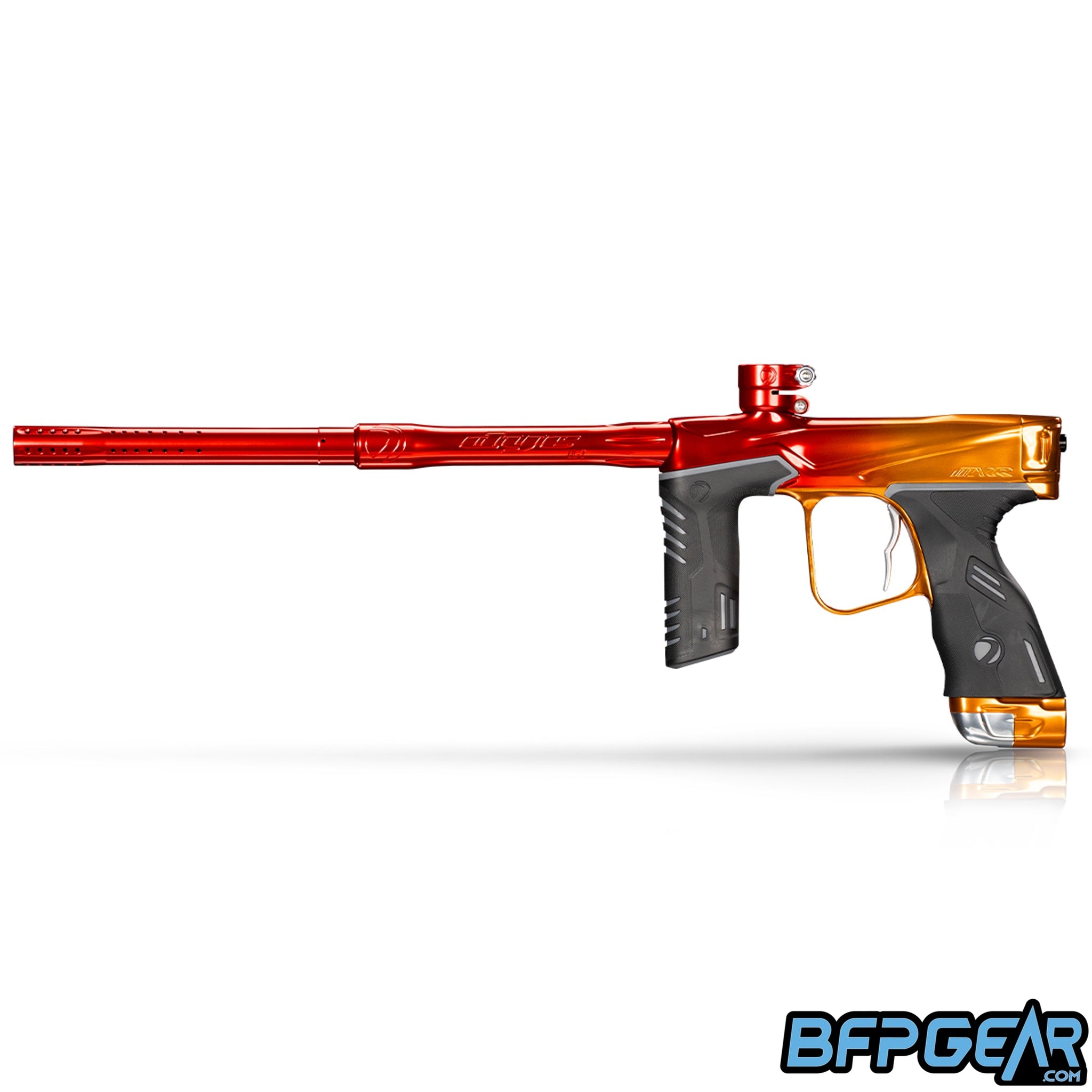 The Dye MXR Paintball marker in the Sunrise colorway.