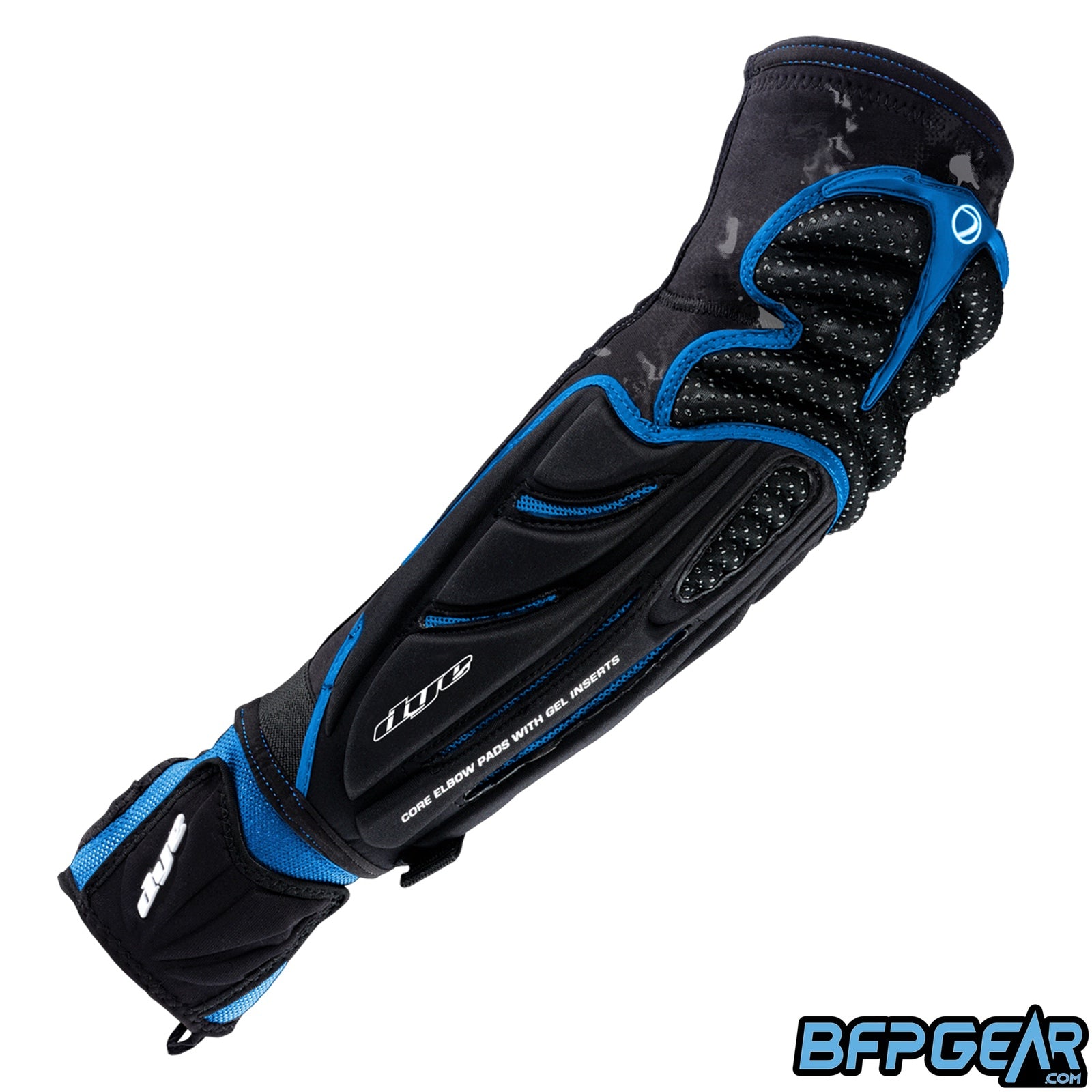 Dye Performance Elbow Pads in cyan and black dye cam.