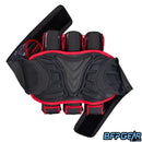 The inside of the Dye Assault harness. Anti-slip backpad keeps the pod pack from moving around.