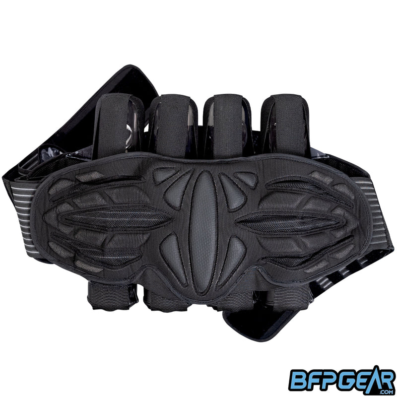 The backpad of the Dye attack harness. Anti-slip material prevents the pod pack from moving around.