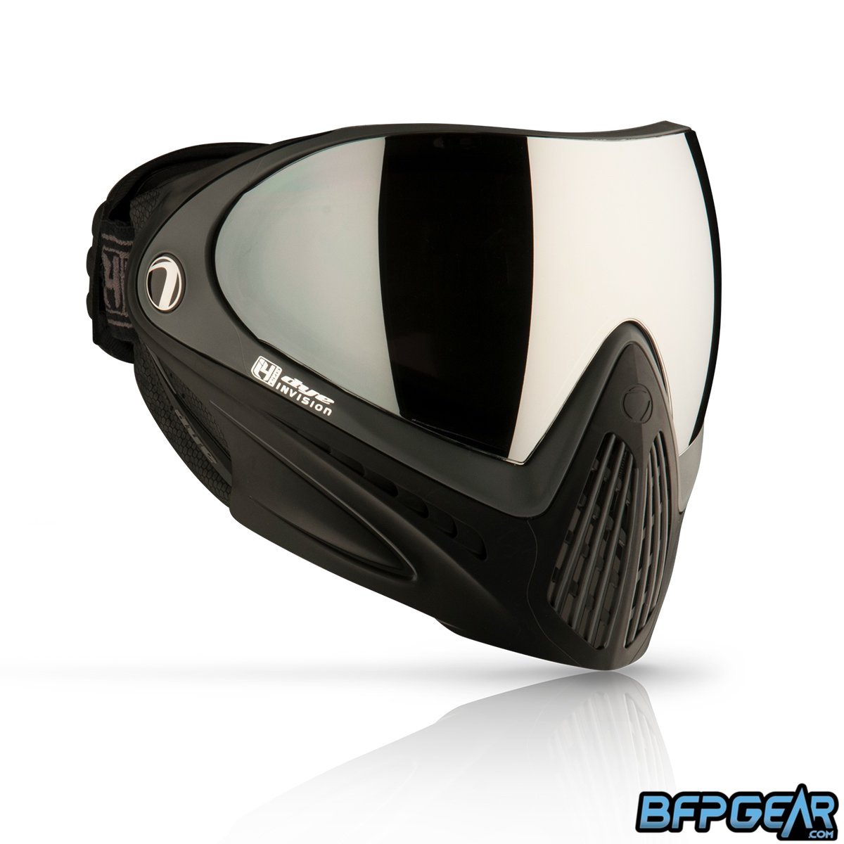 The Dye i4 Paintball mask in the Shadow black and gray color way.