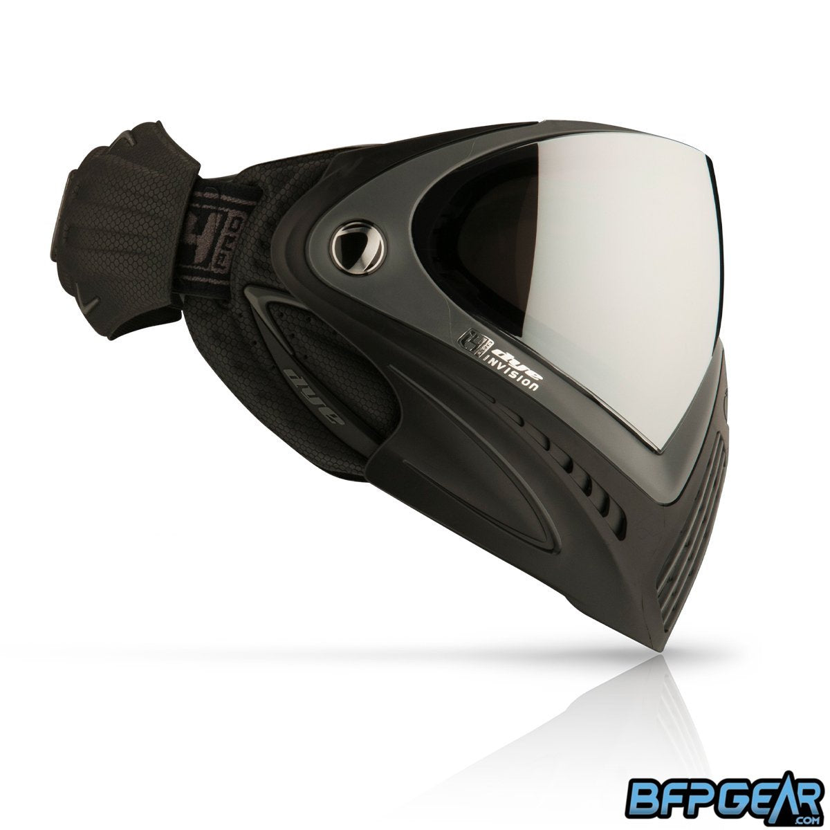 The Dye i4 Paintball mask in the Shadow black and gray color way.