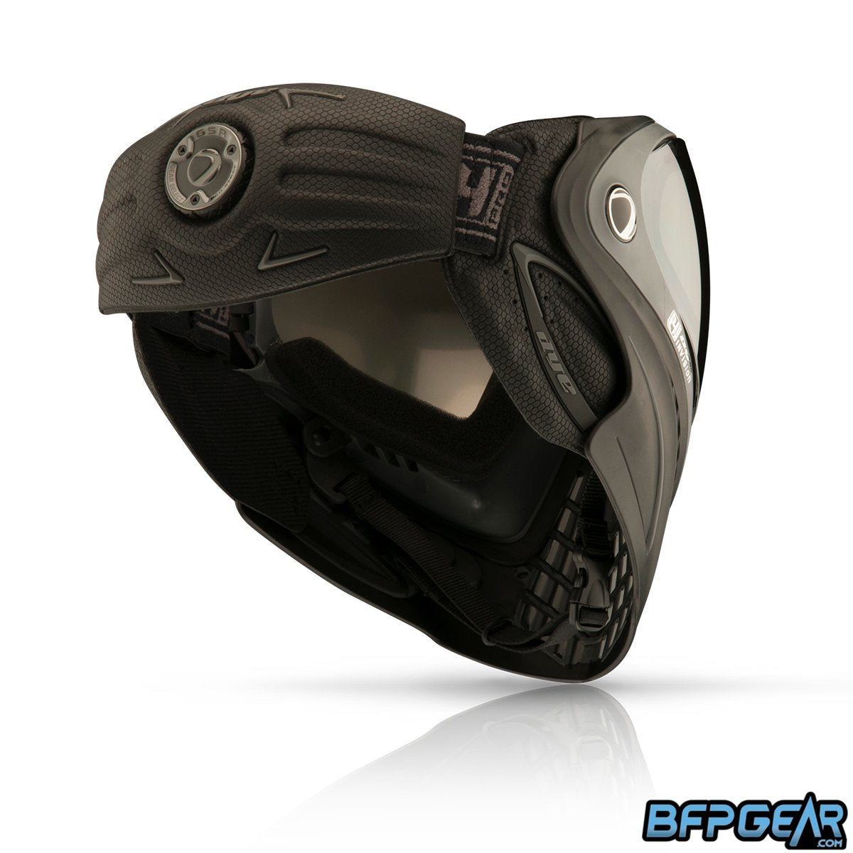 The Dye i4 Paintball mask in the Shadow black and gray color way.