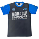 The Dynasty World Champions shirt front. The design says World Cup Champions and lists all years that San Diego Dynasty has won.