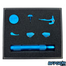 The Shocker ERA color kit in blue. Comes with a barrel back, eye covers, back cap, ASA knob, trigger, and feedneck lever.