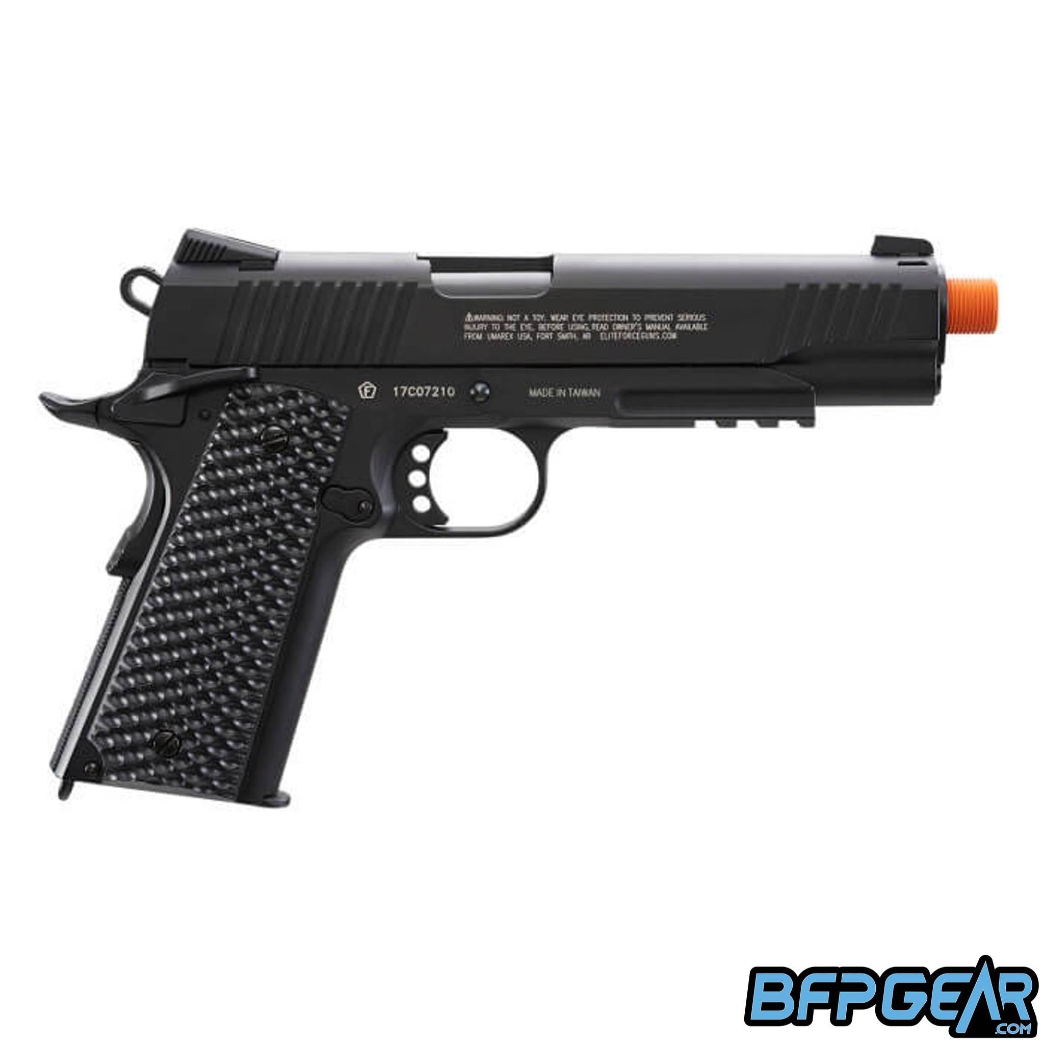The Elite Force Tactical 1911 CO2 Airsoft Pistol in black.