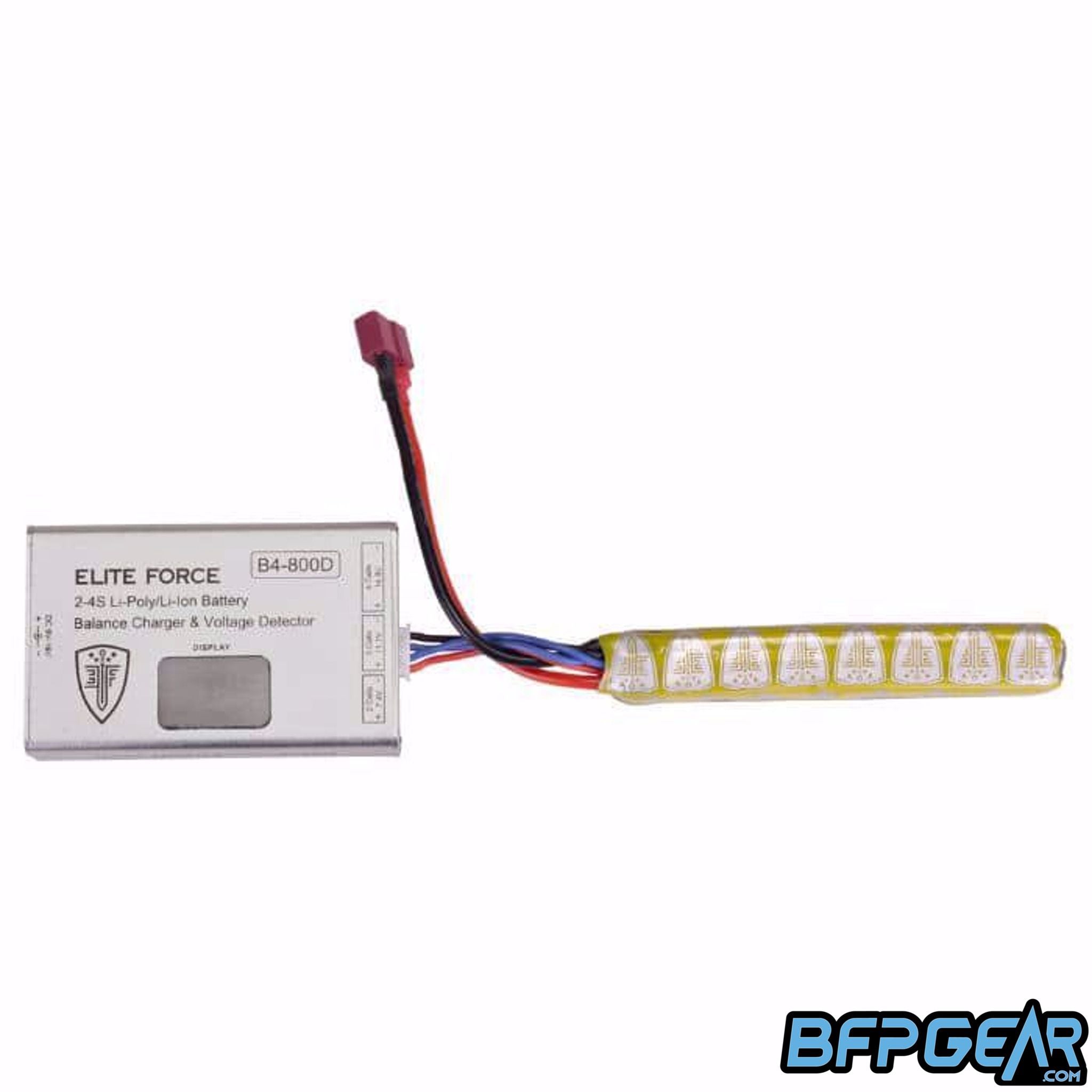 An elite force battery plugged into the elite force smart charger. Does not come with a battery.