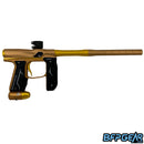 The Empire Axe 2.0 in orange and gold, facing the right.