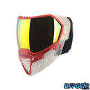The Empire EVS Paintball mask in clear and red.