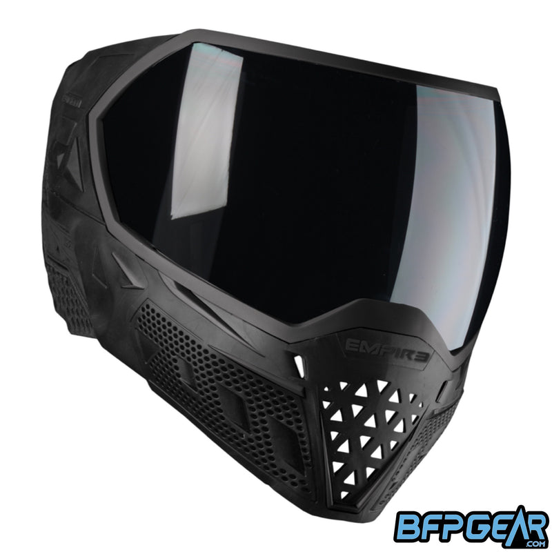 The Empire EVS Paintball Mask in all black. Comes with a single Ninja lens.