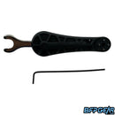 The Empire Flo Regulator tool carries an Allen key to adjust the output pressure on the fly. A small wrench-like piece also folds out from the tool.