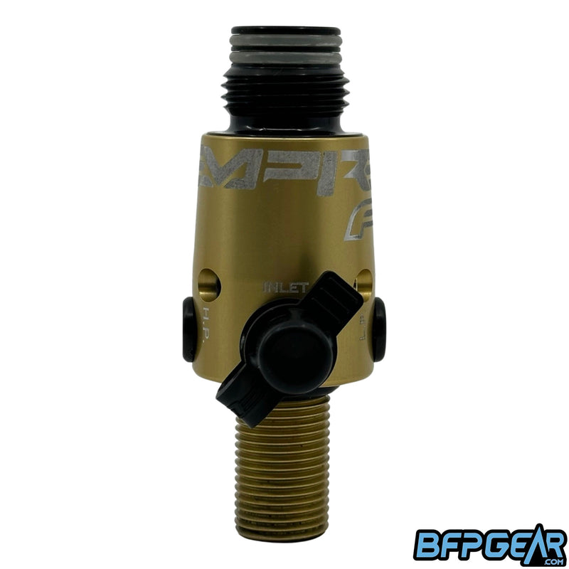 The fill nipple, or inlet, for air to go through the FLO Regulator and into your air system.
