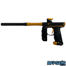 The Empire Mini GS paintball marker in black and gold, facing the left.