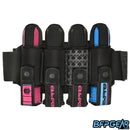 The Empire Compressor Paintball harness in the cotton candy color way. Pod capacity is 4+7 and can hold up to 11 pods.