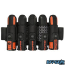 The Empire Compressor Paintball harness in the Inferno color way. Pod capacity is 5+8 and can hold up to 13 pods.