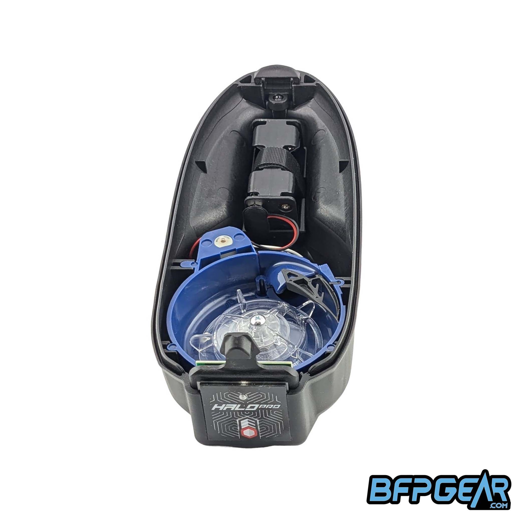 Halo Pro paintball loader hopper with low profile design and JT Triad speed feed for fast reloads and tournament play