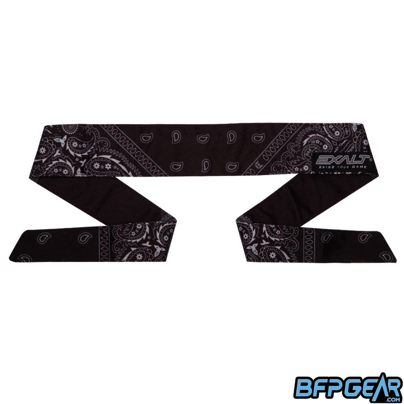 Exalt headband with the Bandana V2 pattern in black.