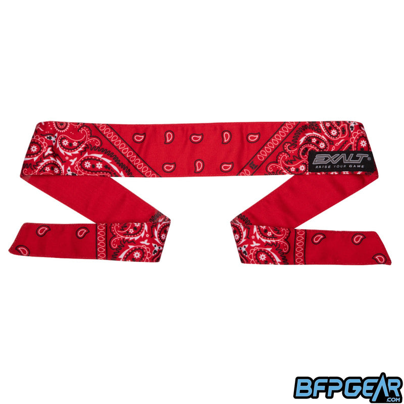 Exalt headband with the Bandana V2 pattern in red.