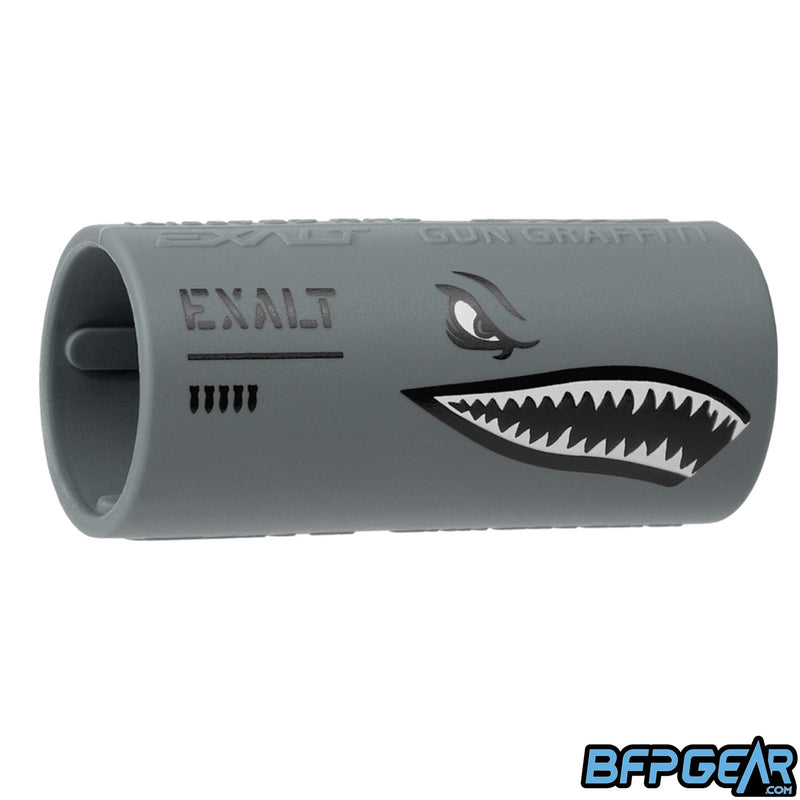 The Exalt Gun Graffiti Band in the Warhawk Grey style. Fits S63 and Shaft FL barrel backs.