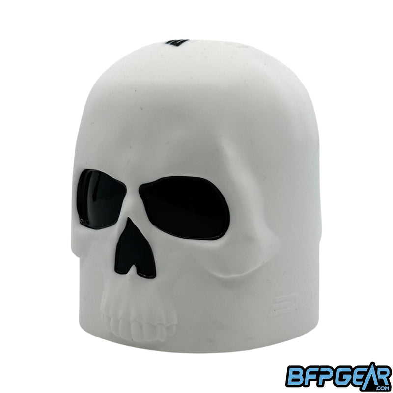 The Exalt Skull Tank Cover in the white and black color.