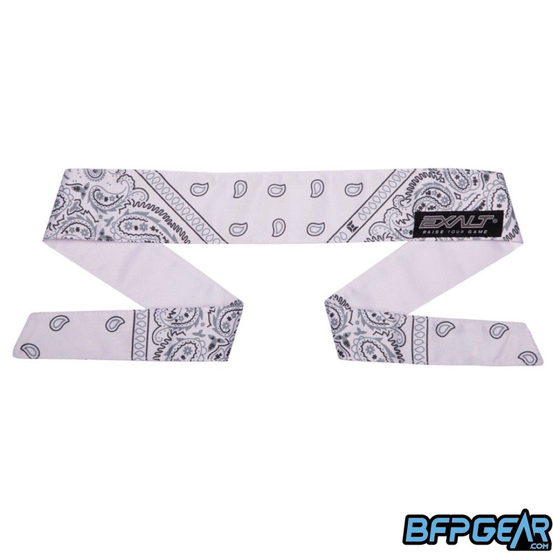 Exalt headband with the Bandana V2 pattern in white.