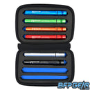 The acculock bore kit for Luxe threaded markers. Six colored inserts with two open slots to fit an acculock barrel tip, and barrel back.