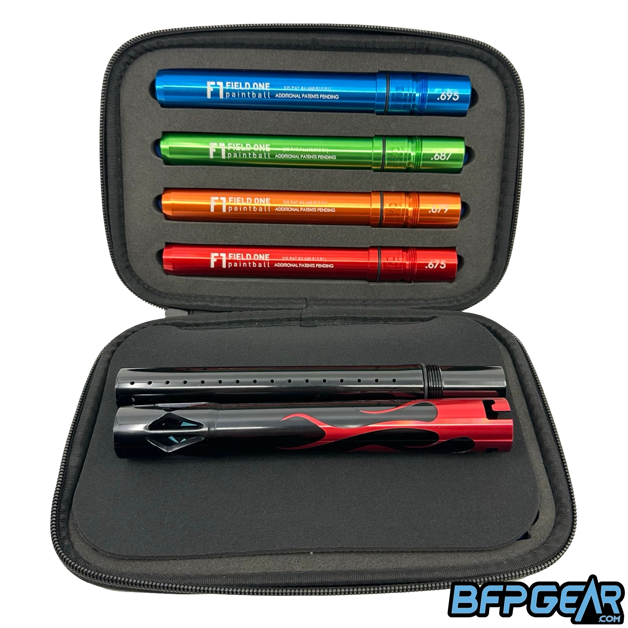 The Field One Acculock Flame barrel disassembled. This up close shot shows off the detail found on the barrel back.