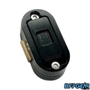 The method developments battery door for the Field One force has a slide lock to retract the teeth.