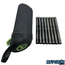 Black Nitride XL Boremaster paintball insert kit with 8 stainless Freak XL bore sizes and case, nitrided for durability and precision. Comes with the Freak XL Revolver case.