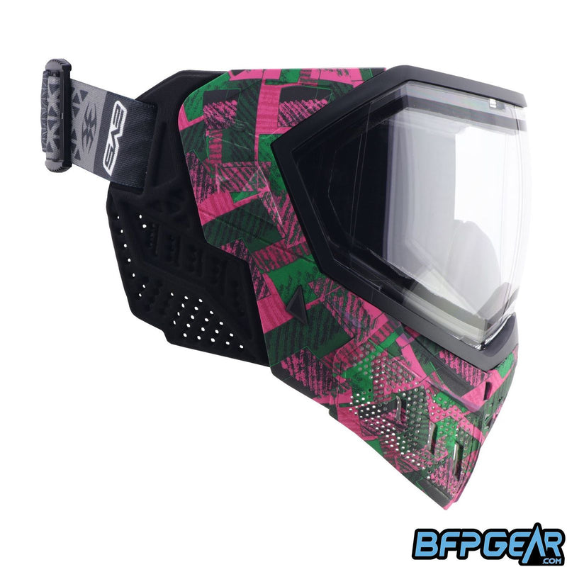 Right facing shot of the Geo Grunge EVS goggle