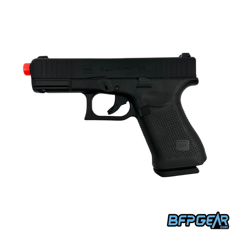 The Glock G19 Gen 5 gas blow back airsoft pistol.