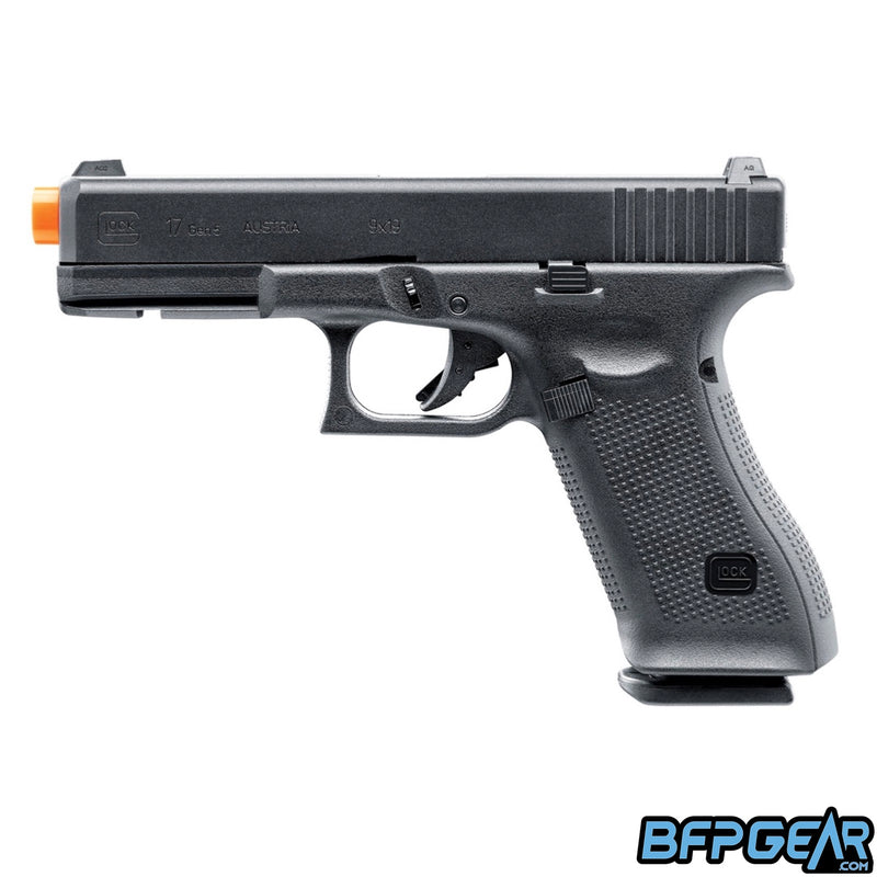 The Elite Force Glock G17 Gen 5 gas blow back airsoft pistol in black.