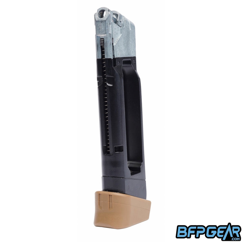 The Glock G19X CO2 airsoft magazine in the Coyote color.