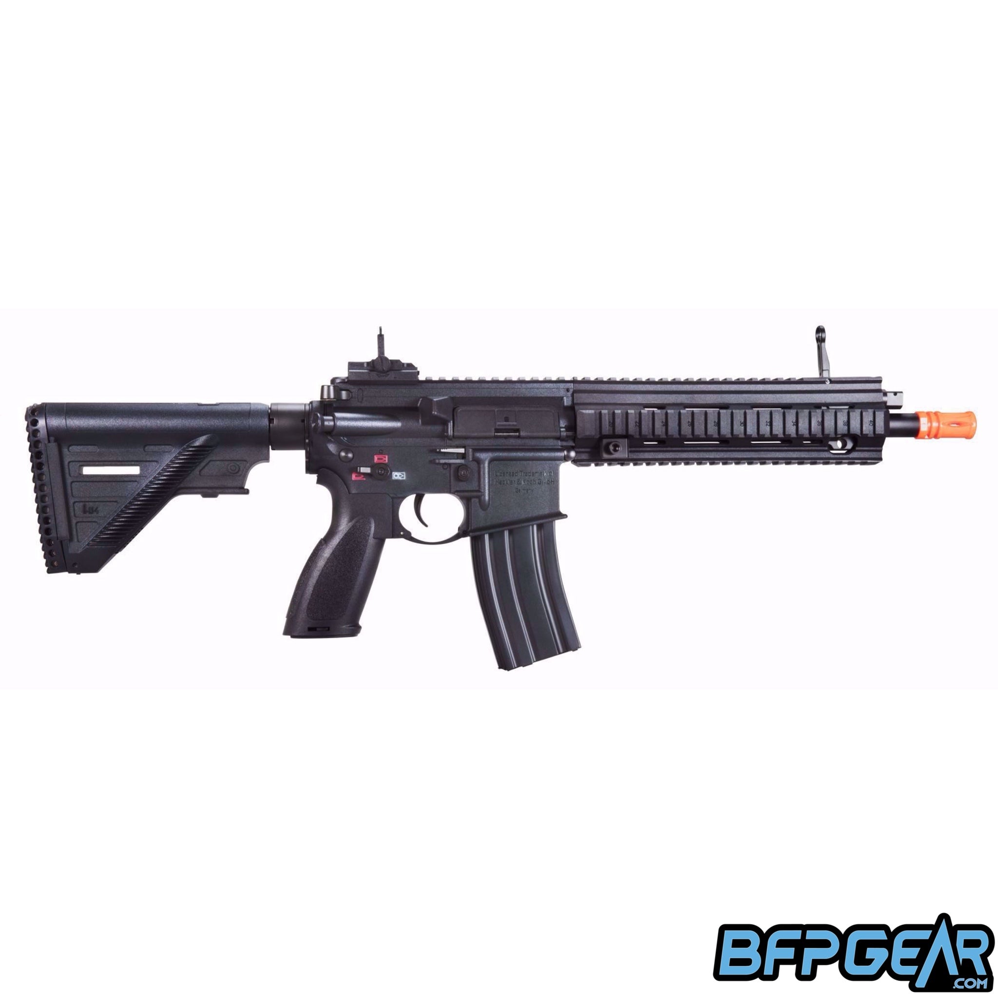 The H&K 416 A5 competition AEG airsoft rifle in black.