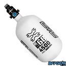 The HK Army Alpha 68ci air tank in the Blizzard pattern. Color way is white and black. Comes with a pro reg in black.