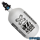 The HK Army Alpha 77ci air tank with a Pro V2 regulator in the Blizzard pattern. Color way is white and black.