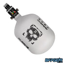 The HK Army Alpha Air 48ci air tank with the HP8 regulator in the Doom pattern. The bottle is grey and black.