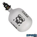 The HK Army Alpha Air 48ci air tank in the Doom pattern. The color is grey and black. Comes with a Pro V2 regulator.