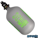 The HK Army Alpha 68ci air tank in the Toxic pattern. Color way is grey and neon green. Comes with a pro reg in black.