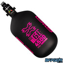 The HK Army Alpha 68ci air tank in the Viper pattern. Color way is black and neon pink. Comes with a pro reg in black.