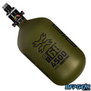The HK Army Alpha Air 68ci air tank with the HP8 regulator in the Striker pattern. The bottle is olive and black.