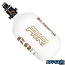 The HK Army Alpha Air 68ci air tank with the HP8 regulator in the Summit pattern. The bottle is white and gold.