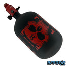 The HK Army Alpha 68ci air tank in the Doom Scorch pattern. Color way is black and red. Comes with a pro reg in red.