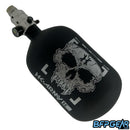 The HK Army Alpha 68ci air tank in the Doom Alloy pattern. Color way is black and silver. Comes with a pro reg in silver.