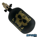 The HK Army Alpha 68ci air tank in the Doom Midas pattern. Color way is Black and gold. Comes with a pro reg in gold.