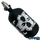 The HK Army Alpha 77ci air tank with a Silver Pro V2 regulator in the Doom Ghost pattern. Color way is black and white.