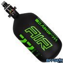The HK Army Alpha Air 77ci air tank with the HP8 regulator in the Surge pattern. The bottle is black and neon green.